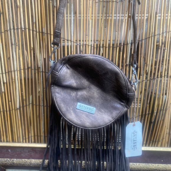 Shyanne Dark Brown Round Crossbody Bag with Fringe - Picture 1 of 3
